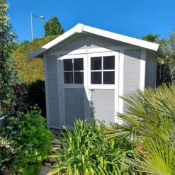 Abri De Jardin En PVC 4,9m² DECO Gris Clair Et Blanc Grosfillex + Kit Ancrage Offert -Jardin Extérieur abri de jardin en pvc 49m gris clair et blanc grosfillex 3