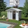 Abri De Jardin En PVC 4,9m² UTILITY Blanc Et Gris Bleu Grosfillex + Kit Ancrage Offert -Jardin Extérieur abri de jardin en pvc 49m utility blanc et gris bleu grosfillex