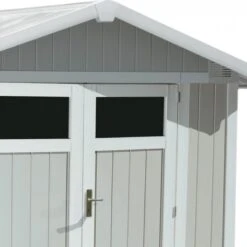 Abri De Jardin En PVC 4,9m² UTILITY Blanc Et Gris Bleu Grosfillex + Kit Ancrage Offert -Jardin Extérieur abri de jardin en pvc 49m utility blanc et gris bleu grosfillex 5