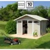 Abri De Jardin En PVC 7,53m² UTILITY Blanc Et Gris Vert Grosfillex + Kit Ancrage Offert -Jardin Extérieur abri de jardin en pvc 753m utility blanc et gris vert grosfillex