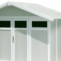 Abri De Jardin En PVC 7,53m² UTILITY Blanc Et Gris Vert Grosfillex + Kit Ancrage Offert -Jardin Extérieur abri de jardin en pvc 753m utility blanc et gris vert grosfillex 5