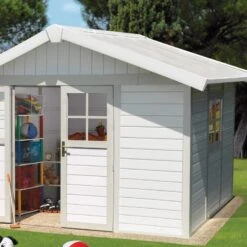 Abri De Jardin En PVC 7,5m² DECO Blanc Et Gris Vert Grosfillex + Kit Ancrage Offert 10 Abri De Jardin En PVC 7,5m² DECO Blanc Et Gris Vert Grosfillex + Kit Ancrage Offert -Jardin Extérieur abri de jardin en pvc 75m deco blanc et gris vert grosfillex 2