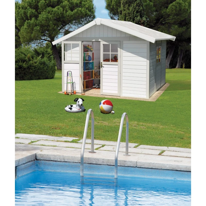 Abri De Jardin En PVC 7,5m² DECO Blanc Et Gris Vert Grosfillex + Kit Ancrage Offert 3 Abri De Jardin En PVC 7,5m² DECO Blanc Et Gris Vert Grosfillex + Kit Ancrage Offert