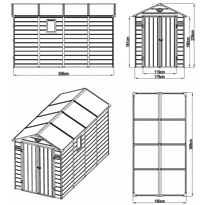 Abri De Jardin En Résine Beige 6,99m² + Kit De Fondation - JOBU 4 Abri De Jardin En Résine Beige 6,99m² + Kit De Fondation - JOBU – Image 2