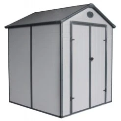 Abri De Jardin En Résine Gris 3,65m² + Kit De Fondation - JOBU -Jardin Extérieur abri de jardin en resine gris 365m kit de fondation jobu 2