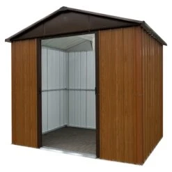Abri De Jardin Métal Aspect Bois Et Marron 7,18m² + Kit D'ancrage Inclus - YARDMASTER -Jardin Extérieur abri de jardin metal aspect bois et marron 718m kit d ancrage inclus yardmaster 2