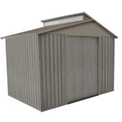 Abri De Jardin Métal Avec Puit De Lumière 5,44m² Imitation Bois Vieilli -Jardin Extérieur abri de jardin metal avec puit de lumiere 544m imitation bois vieilli 3