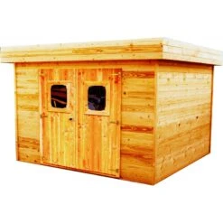 Abri De Jardin Toit Plat DINAN 16,89m² En Madriers Douglas 28mm Toit Bac Acier - HABRITA -Jardin Extérieur abri dinan 1677m en madriers douglas 28mm sans plancher habrita 2