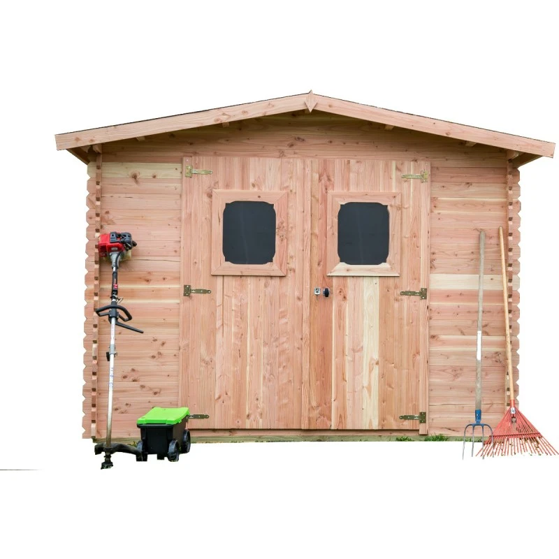 Abri En Madriers Douglas 28mm DOMMAR 10,89m² + Couverture Onduline - HABRITA 4 Abri En Madriers Douglas 28mm DOMMAR 10,89m² + Couverture Onduline - HABRITA – Image 2