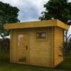 Abri En Bois Massif 7,5m² MODERNE Traité Marron 28mm Gardy Shelter -Jardin Extérieur abri en bois massif 75m moderne traite marron 28mm gardy shelter