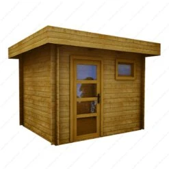 Abri En Bois Massif 7,5m² MODERNE Traité Marron 28mm Gardy Shelter -Jardin Extérieur abri en bois massif 75m moderne traite marron 28mm gardy shelter 2