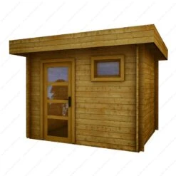 Abri En Bois Massif 7,5m² MODERNE Traité Marron 28mm Gardy Shelter -Jardin Extérieur abri en bois massif 75m moderne traite marron 28mm gardy shelter 3