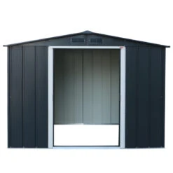 Abri En Métal Parois Hautes Anthracite Titan Premium 4,77m² DURAMAX + Kit Ancrage -Jardin Extérieur abri en metal parois hautes anthracite titan premium 477m duramax kit ancrage 2