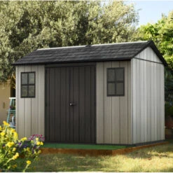 Abri En Résine Brossée Oakland 1175 Brossium 8m² + Plancher - Keter -Jardin Extérieur abri en resine brossee oakland 1175 brossium 8m plancher keter 2