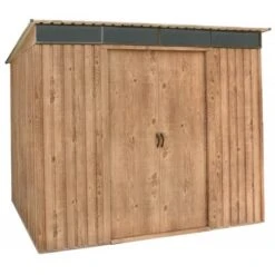 Abri Monopente En Métal Imitation Bois Skylight 4,84m² - DURAMAX + Kit D'ancrage -Jardin Extérieur abri monopente en metal imitation bois skylight 484m duramax 3