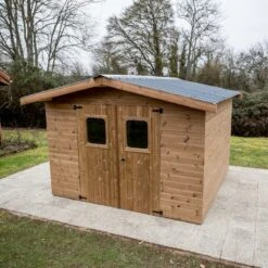 Abri Thermabri 12,31m² En Bois Thermo Traité Toiture En Acier HABRITA -Jardin Extérieur abri thermabri 1197m en bois thermo traite toiture en acier habrita 2
