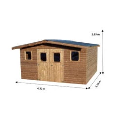 Abri Thermabri 15,14m² En Bois Thermo Traité Toiture En Acier HABRITA -Jardin Extérieur abri thermabri 1514m en bois thermo traite toiture en acier habrita 2