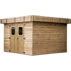 Abri Thizy 11,53m² En Bois Thermo Traité Et Toiture En Acier HABRITA -Jardin Extérieur abri thizy 1153m en bois thermo traite et toit en acier habrita 1
