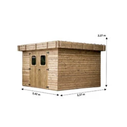 Abri Thizy 11,53m² En Bois Thermo Traité Et Toiture En Acier HABRITA -Jardin Extérieur abri thizy 1153m en bois thermo traite et toit en acier habrita 2