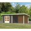 Abri Toit Plat 9,55m² Bois Massif Gris Terre 40mm Northeim 3 Avec Appentis 330cm Et Paroi Arrière – Karibu -Jardin Extérieur abri toit plat 955m bois massif gris terre 40mm northeim 3 avec appentis 330cm et paroi arriere woodfeeling