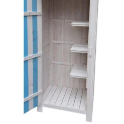 Armoire De Jardin En Bois Lasuré Bleu Et Blanc 0,41m² - Habrita -Jardin Extérieur armoire de jardin en bois lasure bleu et blanc 041m habrita 4