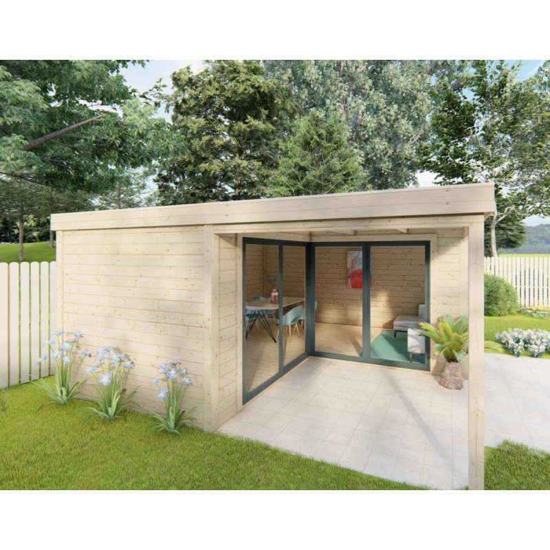 Bureau De Jardin En Bois Massif Avec Terrasse 18,6m² - Madriers 40mm Gardy Shelter 5 Bureau De Jardin En Bois Massif Avec Terrasse 18,6m² - Madriers 40mm Gardy Shelter – Image 3