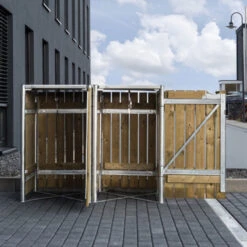 Cache-poubelle 2 Compartiments Müllbox En Bois Traité Naturel 2x140L – HIDE -Jardin Extérieur cache poubelle 2 compartiments mullbox en bois traite naturel 2x140l hide 4