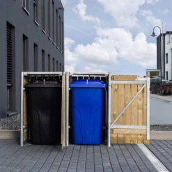 Cache-poubelle 2 Compartiments Müllbox En Bois Traité Naturel 2x140L – HIDE -Jardin Extérieur cache poubelle 2 compartiments mullbox en bois traite naturel 2x140l hide 5