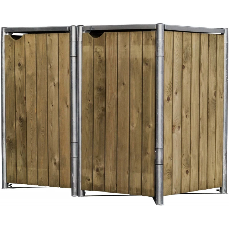 Cache-poubelle 2 Compartiments Müllbox En Bois Traité Naturel 2x240L – HIDE 4 Cache-poubelle 2 Compartiments Müllbox En Bois Traité Naturel 2x240L – HIDE – Image 2