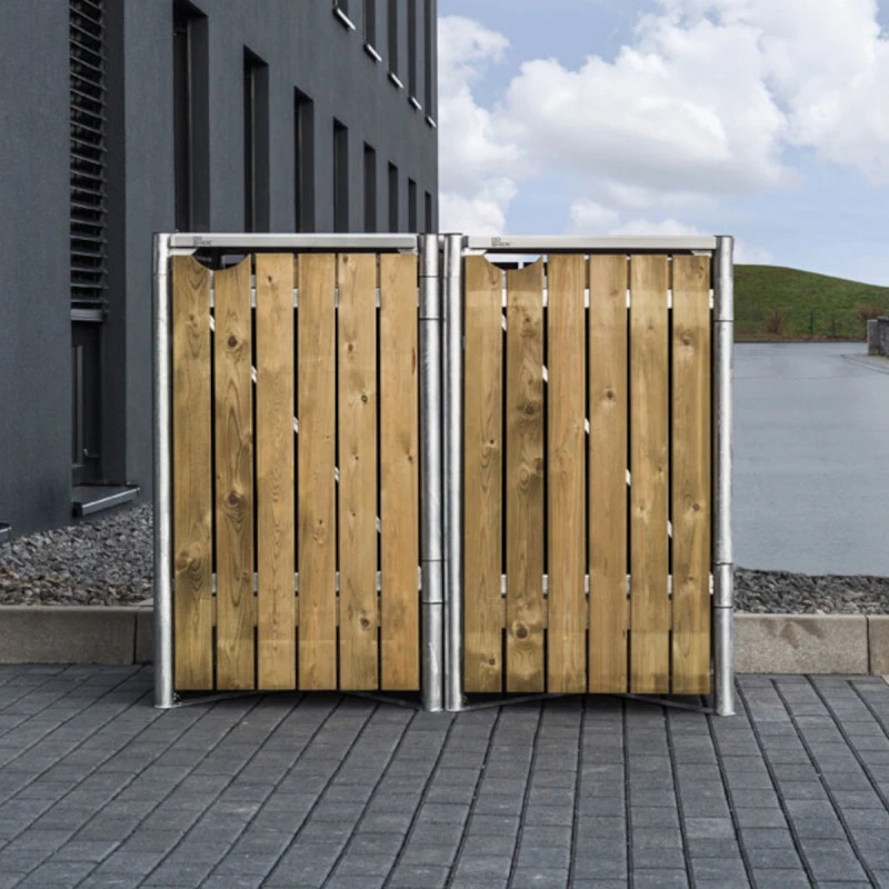 Cache-poubelle 2 Compartiments Müllbox En Bois Traité Naturel 2x240L – HIDE 6 Cache-poubelle 2 Compartiments Müllbox En Bois Traité Naturel 2x240L – HIDE – Image 4