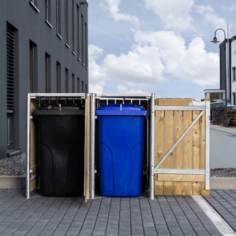 Cache-poubelle 2 Compartiments Müllbox En Bois Traité Naturel 2x240L – HIDE 8 Cache-poubelle 2 Compartiments Müllbox En Bois Traité Naturel 2x240L – HIDE – Image 6