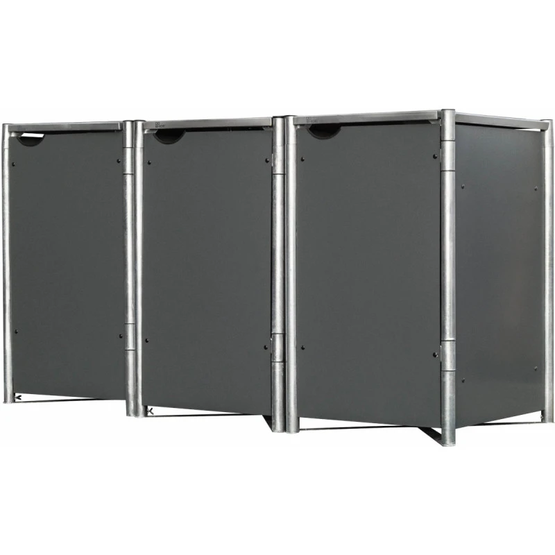 Cache-poubelle 3 Compartiments Müllbox En Aluminium Gris 3x140L – HIDE 4 Cache-poubelle 3 Compartiments Müllbox En Aluminium Gris 3x140L – HIDE – Image 2