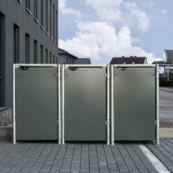Cache-poubelle 3 Compartiments Müllbox En Aluminium Gris 3x140L – HIDE 10 Cache-poubelle 3 Compartiments Müllbox En Aluminium Gris 3x140L – HIDE -Jardin Extérieur cache poubelle 3 compartiments mullbox en aluminium gris 3x140l hide 2