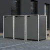Cache-poubelle 3 Compartiments Müllbox En Aluminium Gris 3x240L – HIDE -Jardin Extérieur cache poubelle 3 compartiments mullbox en aluminium gris 3x240l hide
