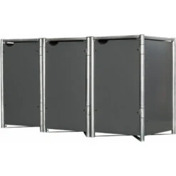 Cache-poubelle 3 Compartiments Müllbox En Aluminium Gris 3x240L – HIDE -Jardin Extérieur cache poubelle 3 compartiments mullbox en aluminium gris 3x240l hide 2