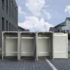 Cache-poubelle 3 Compartiments Müllbox En Aluminium Noir 3x140L – HIDE -Jardin Extérieur cache poubelle 3 compartiments mullbox en aluminium noir 3x140l hide 3