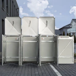 Cache-poubelle 3 Compartiments Müllbox En Aluminium Noir 3x140L – HIDE -Jardin Extérieur cache poubelle 3 compartiments mullbox en aluminium noir 3x140l hide 4