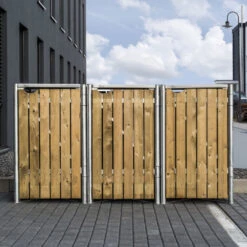 Cache-poubelle 3 Compartiments Müllbox En Bois Traité Naturel 3x240L – HIDE -Jardin Extérieur cache poubelle 3 compartiments mullbox en bois traite naturel 3x240l hide 5