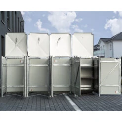 Cache-poubelle 4 Compartiments Müllbox En Aluminium Gris 4x140L – HIDE 8 Cache-poubelle 4 Compartiments Müllbox En Aluminium Gris 4x140L – HIDE -Jardin Extérieur cache poubelle 4 compartiments mullbox en aluminium gris 4x140l hide 2