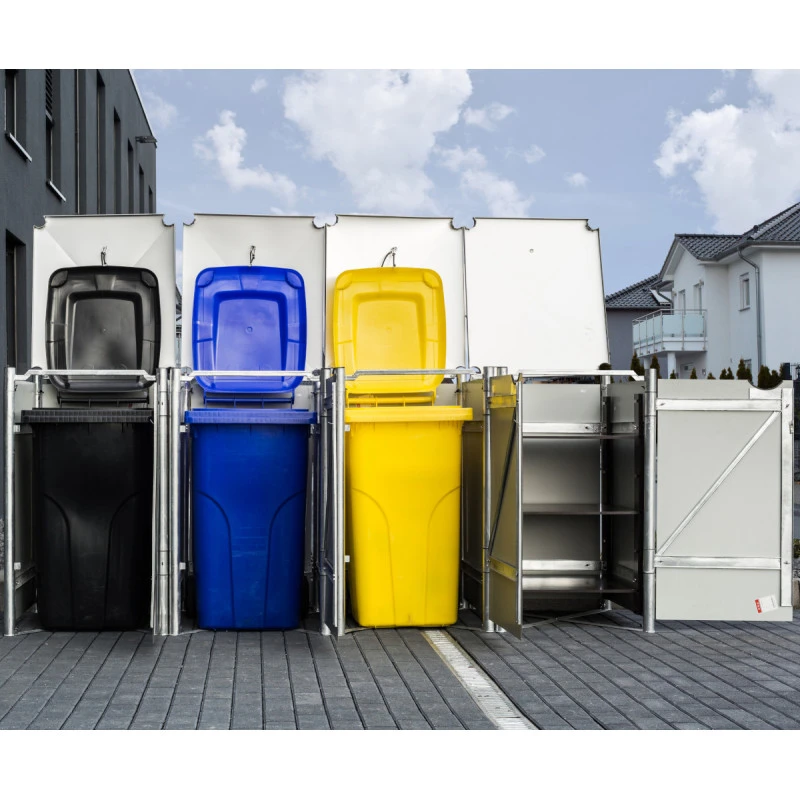 Cache-poubelle 4 Compartiments Müllbox En Aluminium Gris 4x140L – HIDE 6 Cache-poubelle 4 Compartiments Müllbox En Aluminium Gris 4x140L – HIDE – Image 4