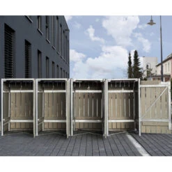 Cache-poubelle 4 Compartiments Müllbox En Bois Traité Gris 4x140L – HIDE -Jardin Extérieur cache poubelle 4 compartiments mullbox en bois traite gris 4x140l hide 2