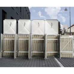 Cache-poubelle 4 Compartiments Müllbox En Bois Traité Gris 4x140L – HIDE -Jardin Extérieur cache poubelle 4 compartiments mullbox en bois traite gris 4x140l hide 3