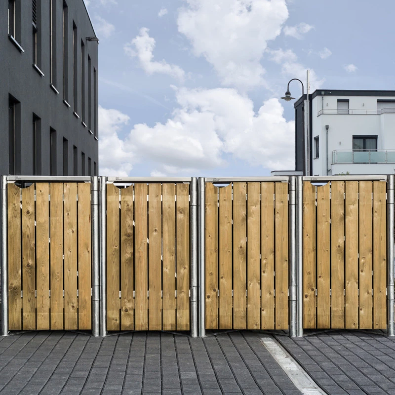 Cache-poubelle 4 Compartiments Müllbox En Bois Traité Naturel 4x140L – HIDE 3 Cache-poubelle 4 Compartiments Müllbox En Bois Traité Naturel 4x140L – HIDE – Image 2