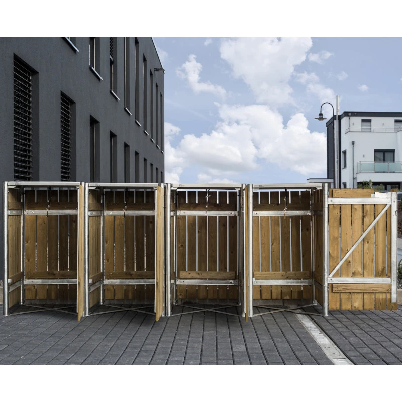 Cache-poubelle 4 Compartiments Müllbox En Bois Traité Naturel 4x140L – HIDE 5 Cache-poubelle 4 Compartiments Müllbox En Bois Traité Naturel 4x140L – HIDE – Image 4