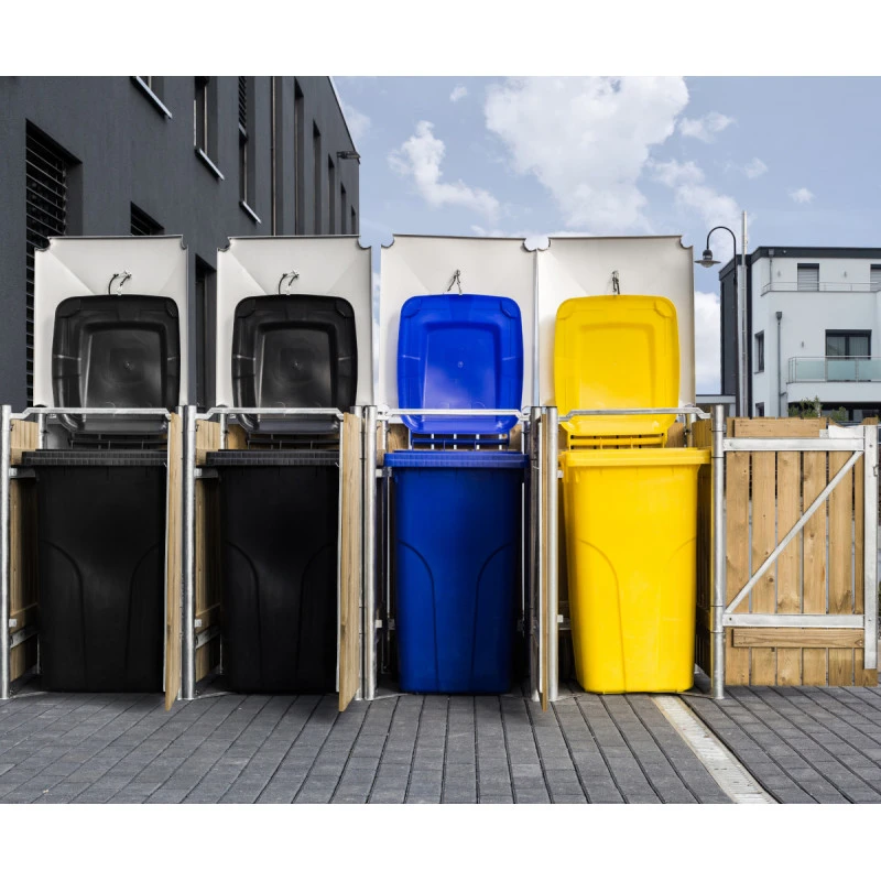 Cache-poubelle 4 Compartiments Müllbox En Bois Traité Naturel 4x140L – HIDE 2 Cache-poubelle 4 Compartiments Müllbox En Bois Traité Naturel 4x140L – HIDE