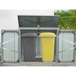 Cache-poubelle Double En Acier Pour Conteneurs 240L – Westmann -Jardin Extérieur cache poubelle double en acier pour conteneurs 240l westmann 2