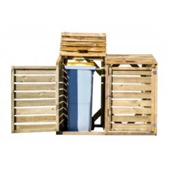 Cache Poubelle Double En Bois Massif Certifié Traité Autoclave -Jardin Extérieur cache poubelle double en bois massif certifie traite autoclave 5