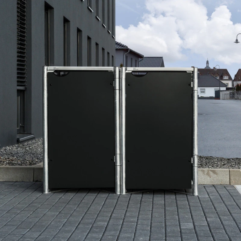 Cache-poubelle 2 Compartiments Müllbox En Aluminium Noir 2x140L – HIDE 5 Cache-poubelle 2 Compartiments Müllbox En Aluminium Noir 2x140L – HIDE – Image 3