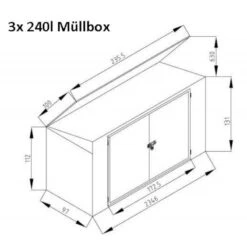 Cache-poubelle Triple 235x100x131cm En Acier Pour Conteneurs 240L – Westmann -Jardin Extérieur cache poubelle triple 235x100x131cm en acier pour conteneurs 240l westmann 5