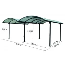 Carport 2 Voitures En Aluminium Et Polycarbonate 6mm ANTI-UV - Habrita -Jardin Extérieur carport 2 voitures en aluminium et polycarbonate 6mm anti uv 2